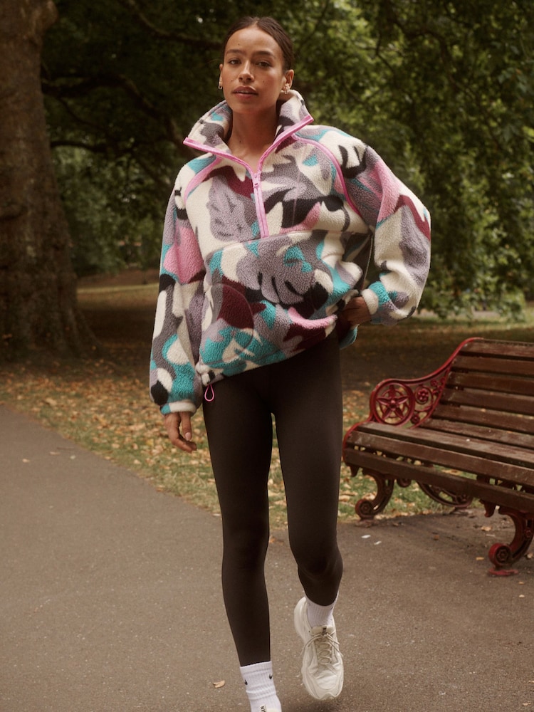 Abstract Print Active Borg Quarter Zip Jacket - Image 2 of 6