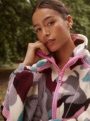 Abstract Print Active Borg Quarter Zip Jacket - Image 5 of 6