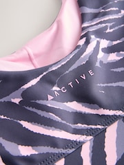 Pink Zebra Print Active Balance Scoop Back Sports Bra - Image 8 of 9