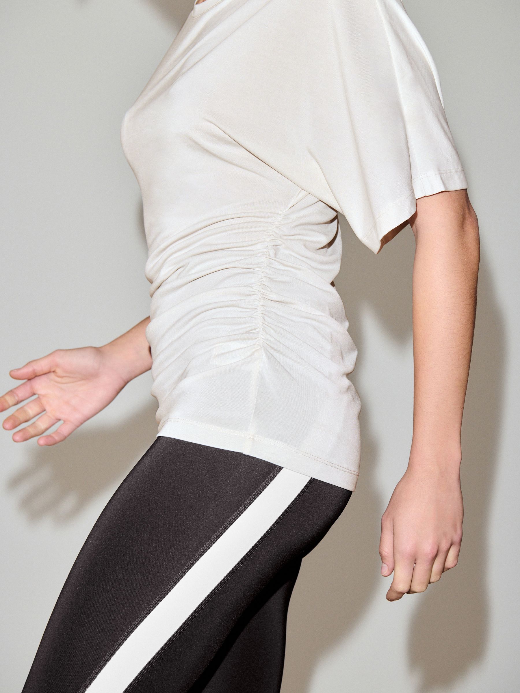Buy Ecru Active Lightweight Modal Ruched Side Short Sleeve T-Shirt