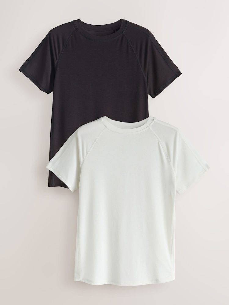 Brown/Cream Active Crew Neck Short Sleeve T-Shirts 2 Pack - Image 1 of 4 Brown/Cream Active Crew Neck Short Sleeve T-Shirts 2 Pack - Image 1 of 4