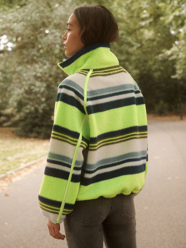 Green Stripe Active Borg Quarter Zip Jacket - Image 2 of 3
