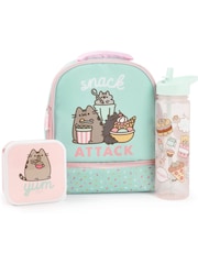 Vanilla Underground Green Girls Pusheen Multicoloured Lunch Bag Lunch Box and Bottle Set - Image 1 of 6