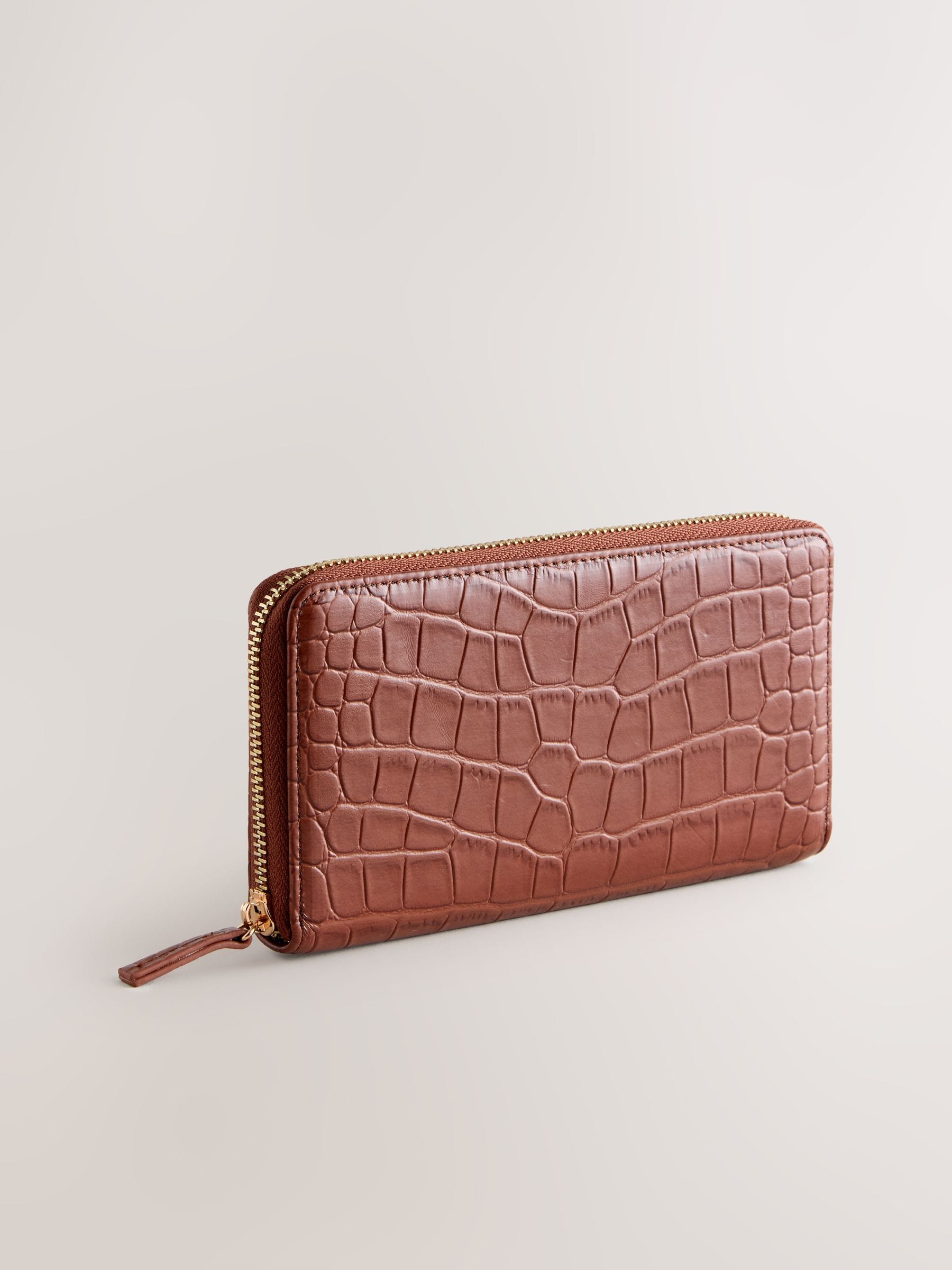 Buy Tan/Brown Croc Effect Zip Around Purse from the Next UK online
