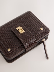 Tan/Brown Croc Effect Zip Around Purse - Image 3 of 5