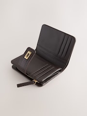 Tan/Brown Croc Effect Zip Around Purse - Image 4 of 5