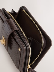 Tan/Brown Croc Effect Zip Around Purse - Image 5 of 5