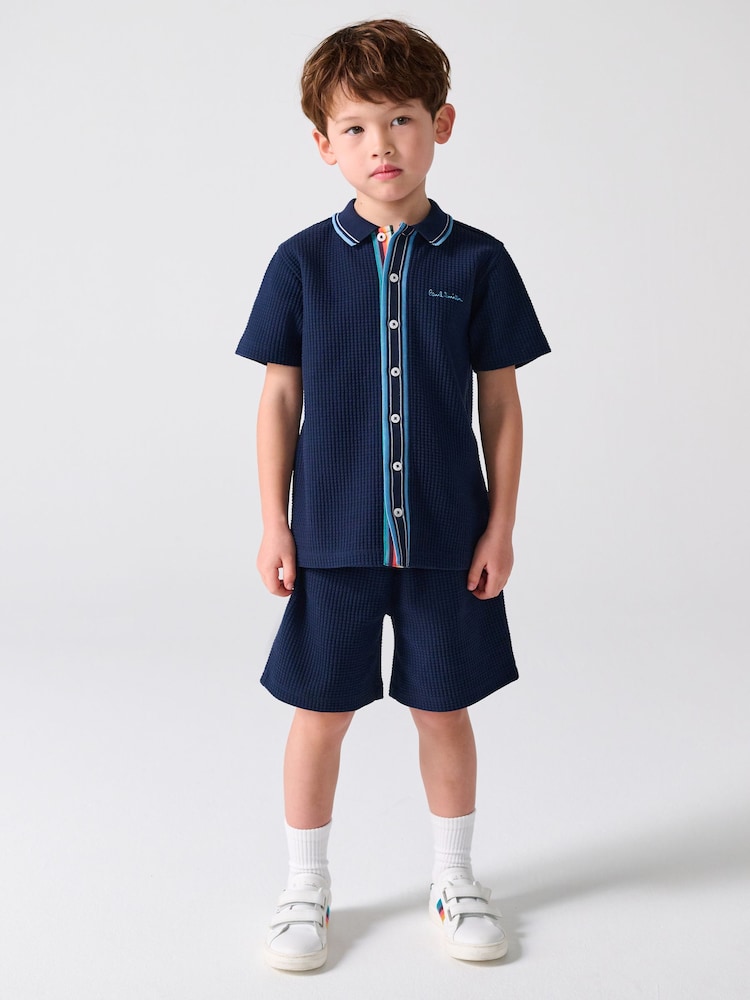 كحلي - طقم قميص وشورت بملمس بارز من Paul Smith Junior - صورة 1 من 7