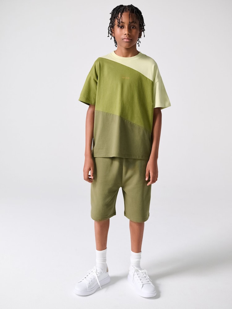 Paul Smith Junior Green Colourblock T-Shirt and Shorts Set - صورة 1 من 14 Paul Smith Junior Green Colourblock T-Shirt and Shorts Set - صورة 1 من 14