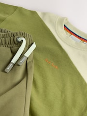 Paul Smith Junior Green Colourblock T-Shirt and Shorts Set - صورة 10 من 14