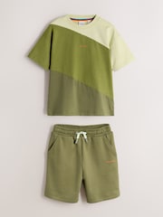 Paul Smith Junior Green Colourblock T-Shirt and Shorts Set - صورة 8 من 14