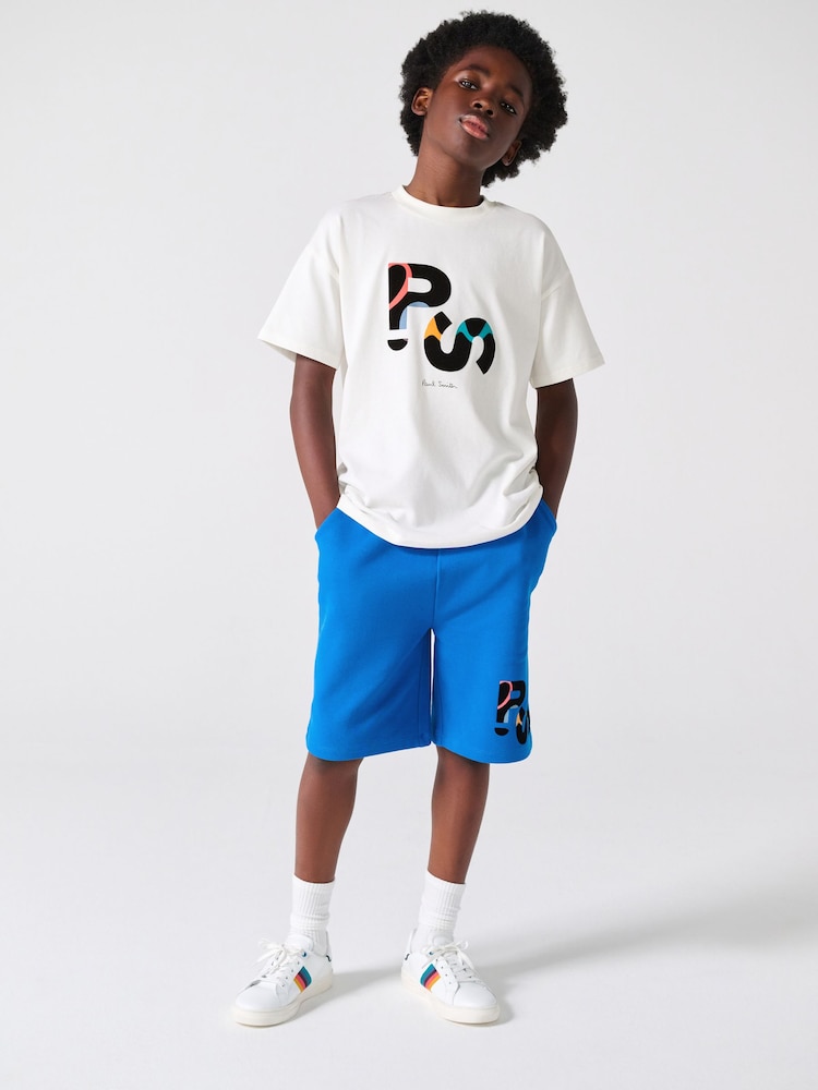 Paul Smith Junior White/Blue T-Shirt and Blue Shorts Set - صورة 1 من 14 Paul Smith Junior White/Blue T-Shirt and Blue Shorts Set - صورة 1 من 14