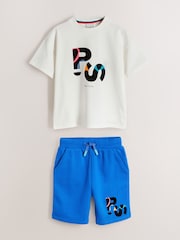 Paul Smith Junior White/Blue T-Shirt and Blue Shorts Set - صورة 6 من 14