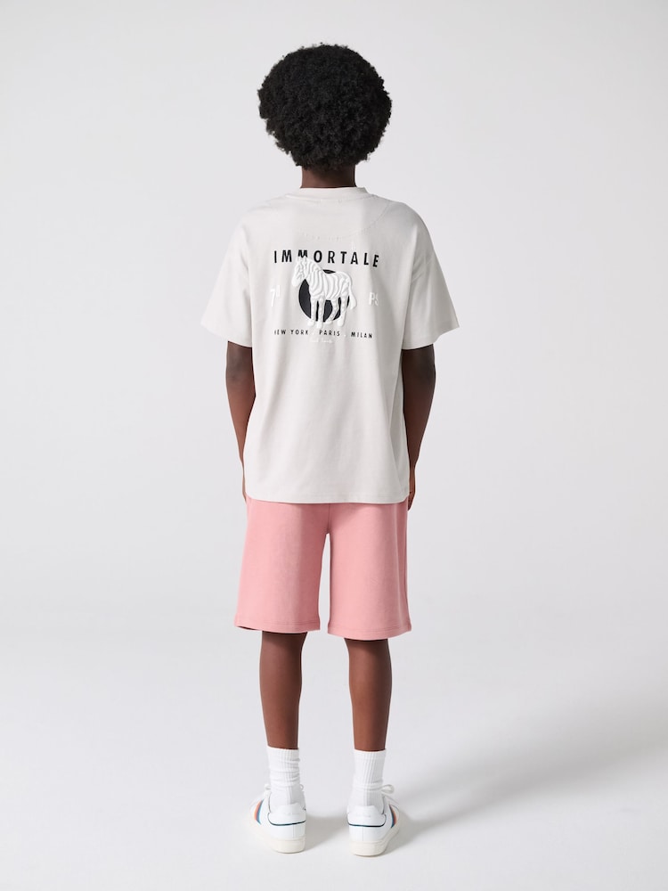 Paul Smith Junior Grey/Pink Graphic T-Shirt and Shorts Set - Image 2 of 10