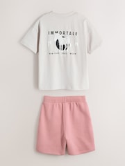 Paul Smith Junior Grey/Pink Graphic T-Shirt and Shorts Set - Image 7 of 10