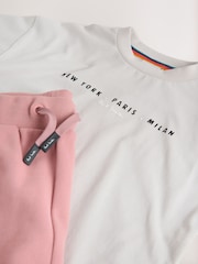 Paul Smith Junior Grey/Pink Graphic T-Shirt and Shorts Set - Image 9 of 10