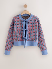 Blue Strawberry Supersoft Tie Front Knitted Cardigan - Image 1 of 3