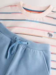 Paul Smith Junior Stone/Blue Stripe T-Shirt and Shorts Set - Image 8 of 11