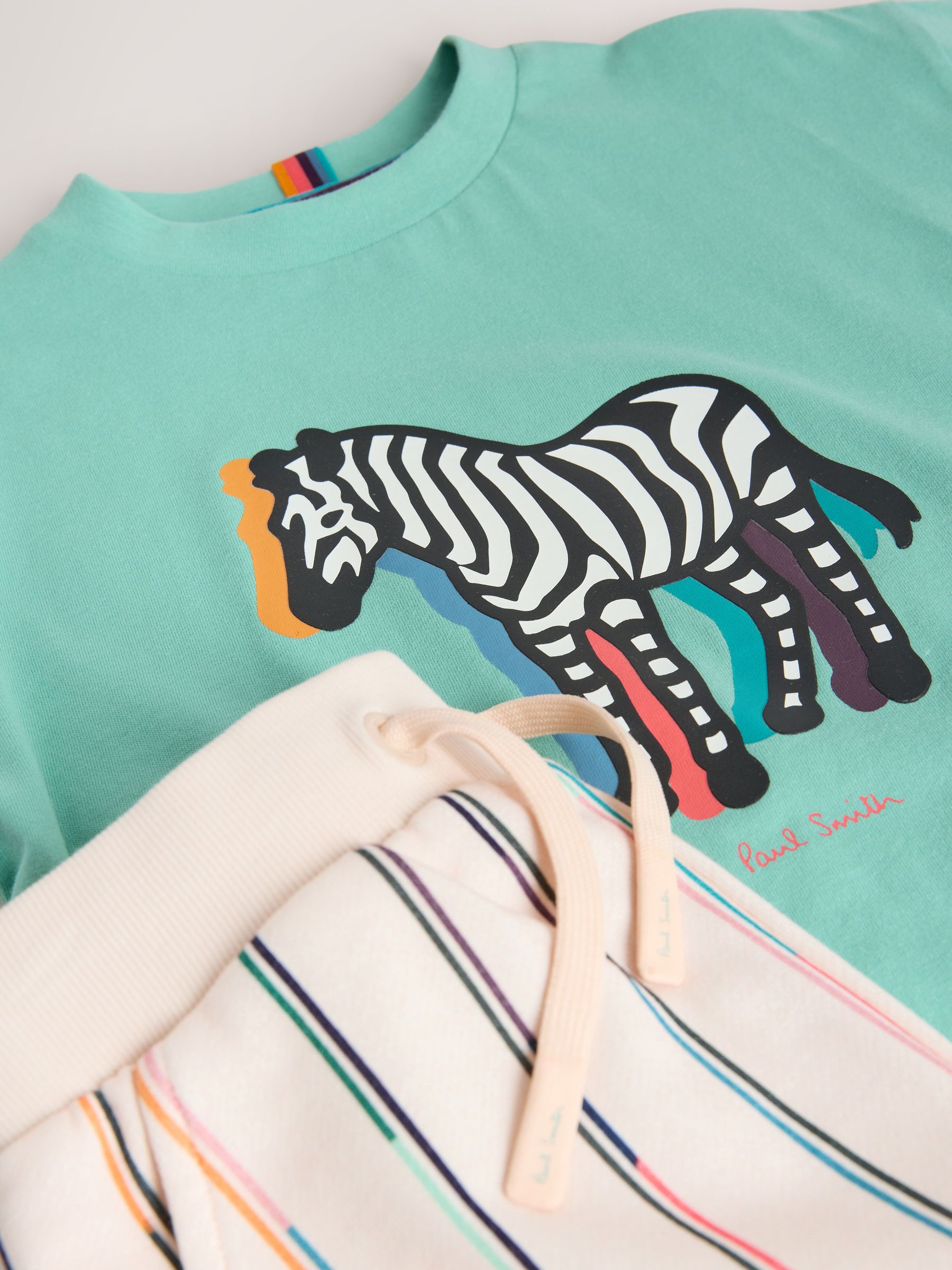 Buy Paul Smith Junior Green Zebra T-Shirt and Striped Shorts Set