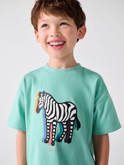 Paul Smith Junior Green Zebra T-Shirt and Striped Shorts Set - صورة 6 من 15