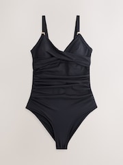White Floral/Khaki Green/Black 3 Pack Tummy Control Swimsuit - Image 3 of 6