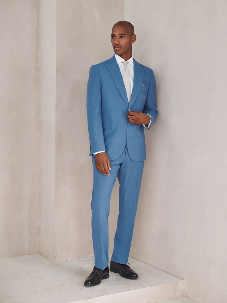 Blue Tailored Fit Slim Fit Motion Flex Wool Blend Suit Trousers - Image 2 of 4 Blue Tailored Fit Slim Fit Motion Flex Wool Blend Suit Trousers - Image 2 of 4