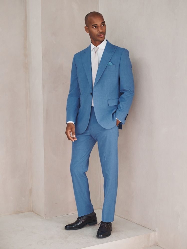 Bright Blue Tailored Fit Slim Fit Motion Flex Wool Blend Suit Jacket - Image 2 of 4