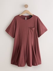 Rust Brown Jersey Short Sleeve Romper - Image 5 of 7