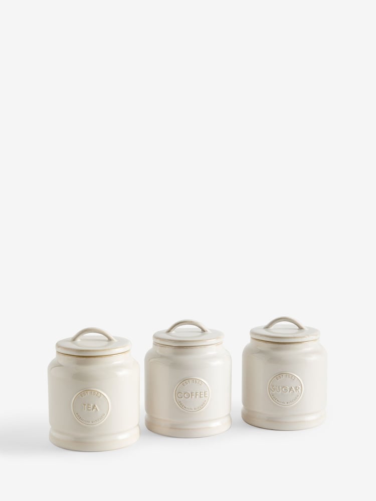 White Country Badge Set of 3 Storage Jars - Image 1 of 1