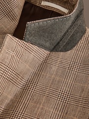 Neutral Signature Tailored Fit British Moons Merino Wool Linen Blend Check Suit Jacket - Image 10 of 12