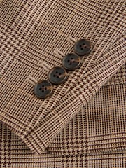 Neutral Signature Tailored Fit British Moons Merino Wool Linen Blend Check Suit Jacket - Image 11 of 12