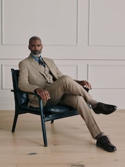 Neutral Signature Tailored Fit British Moons Merino Wool Linen Blend Check Suit Jacket - Image 4 of 12