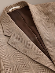 Neutral Signature Tailored Fit British Moons Merino Wool Linen Blend Check Suit Jacket - Image 9 of 12