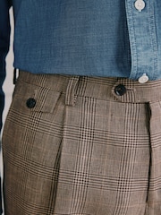 Neutral Signature Tailored Fit Moons Merino Wool Linen Blend Check Suit Trousers - Image 4 of 10