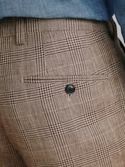 Neutral Signature Tailored Fit Moons Merino Wool Linen Blend Check Suit Trousers - Image 5 of 10