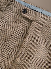 Neutral Signature Tailored Fit Moons Merino Wool Linen Blend Check Suit Trousers - Image 9 of 10