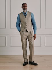 Neutral Signature Moons Merino Wool Linen Blend Check Suit Waistcoat - Image 2 of 6