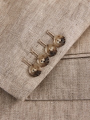 Stone Double Breasted Tailored Signature Italian Linen Suit Jacket - Image 13 of 13