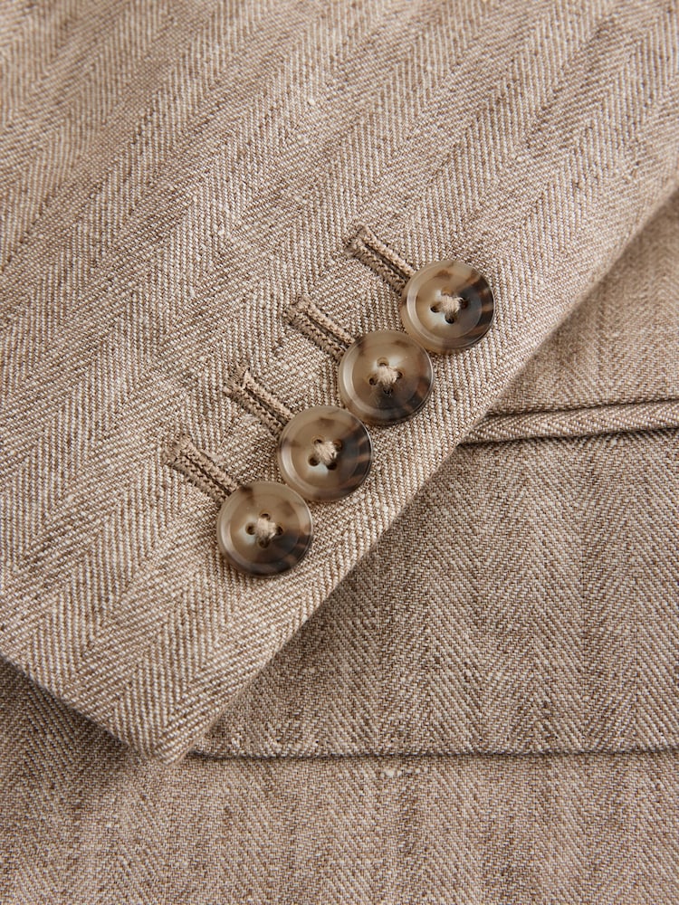 Stone Double Breasted Tailored Signature Italian Linen Suit Jacket - Image 13 of 13