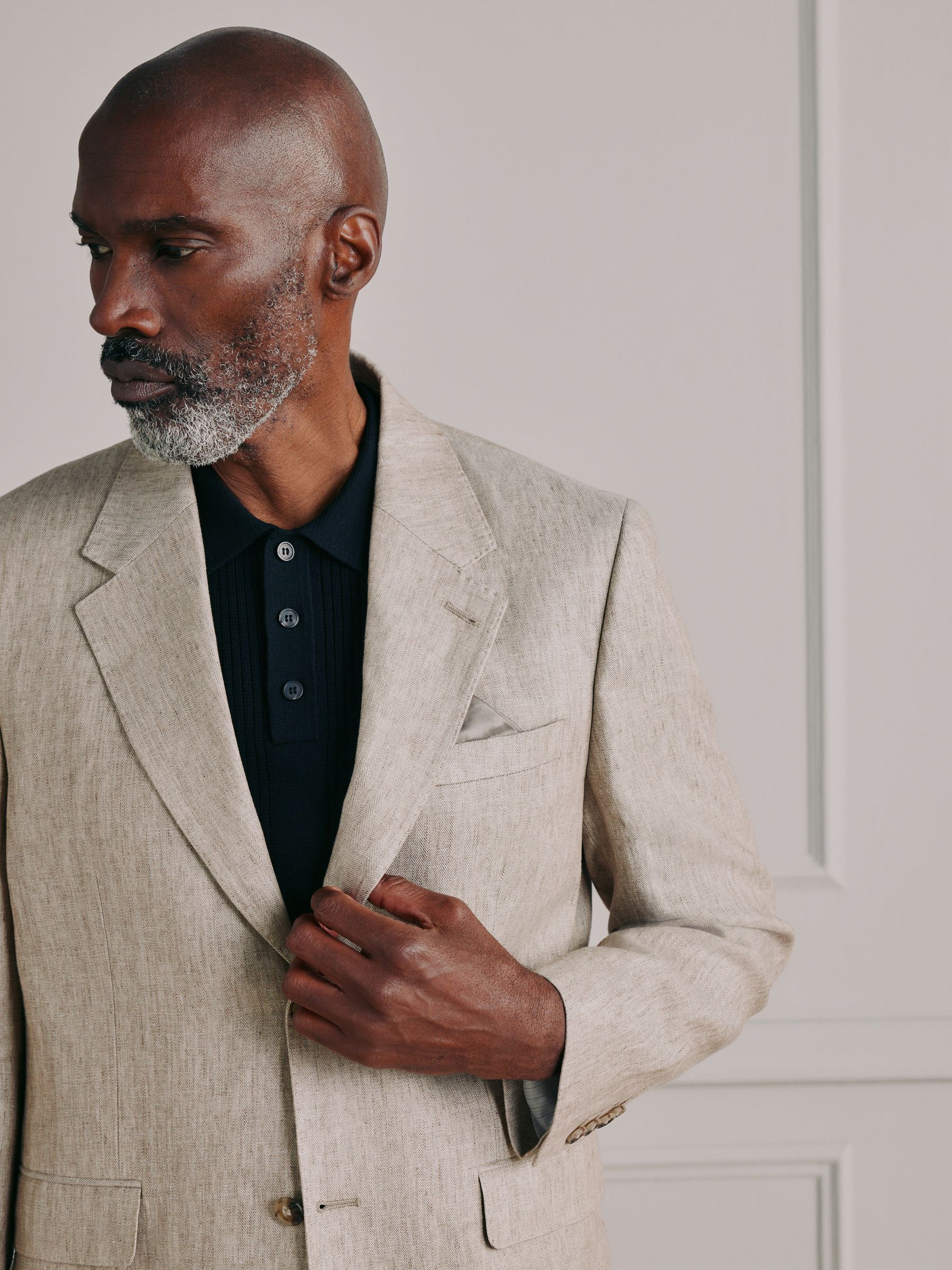 Buy Stone Tailored Fit Signature Italian Linen Suit Jacket from