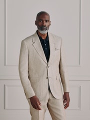 Stone Tailored Fit Signature Italian Linen Suit Jacket - Image 4 of 6