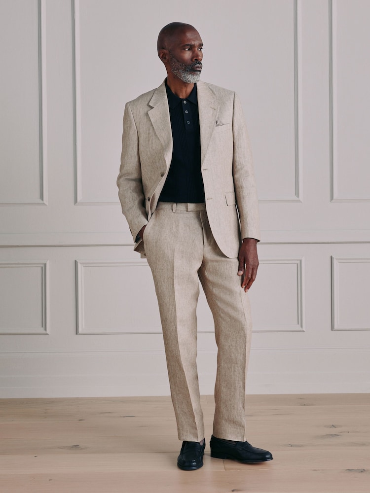 Stone Tailored Fit Signature Italian Linen Suit Trousers - Image 2 of 5