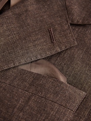 Brown Slim Fit Slim Fit Signature Leomaster 100% Italian Linen Suit Jacket - Image 11 of 12