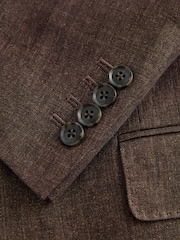 Brown Slim Fit Slim Fit Signature Leomaster 100% Italian Linen Suit Jacket - Image 12 of 12