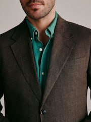 Brown Slim Fit Signature Italian Linen Suit Jacket - Image 5 of 6