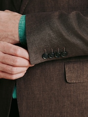 Brown Slim Fit Signature Italian Linen Suit Jacket - Image 6 of 6