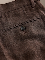 Brown Slim Fit Signature Italian Linen Suit Trousers - Image 11 of 11