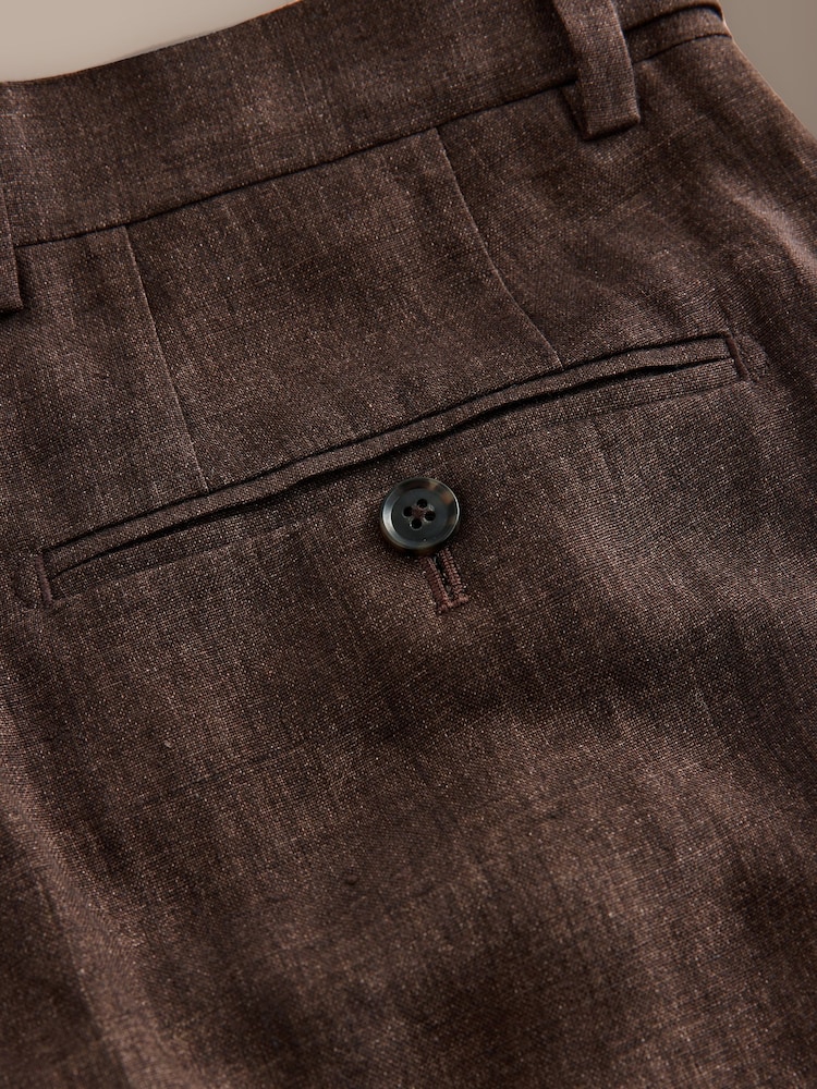 Brown Slim Fit Signature Italian Linen Suit Trousers - Image 11 of 11