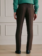 Brown Slim Fit Signature Italian Linen Suit Trousers - Image 3 of 11