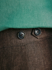 Brown Slim Fit Signature Italian Linen Suit Trousers - Image 6 of 11